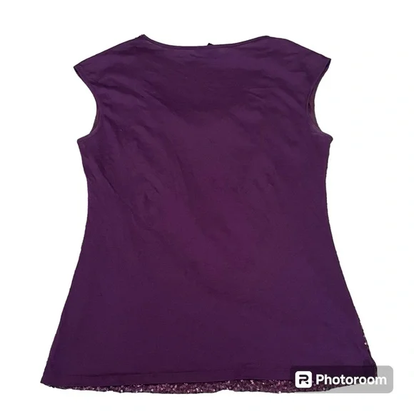 Ann Taylor size large women’s purple sequin scoop neck sleeveless top - Picture 2 of 10